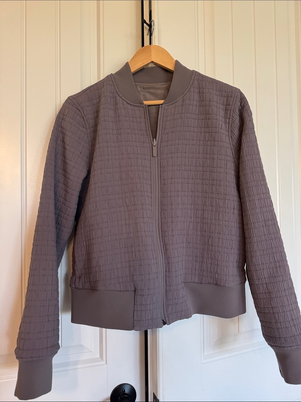 lululemon athletica reversible Quilted Bomber Jacket in Mauve Gray